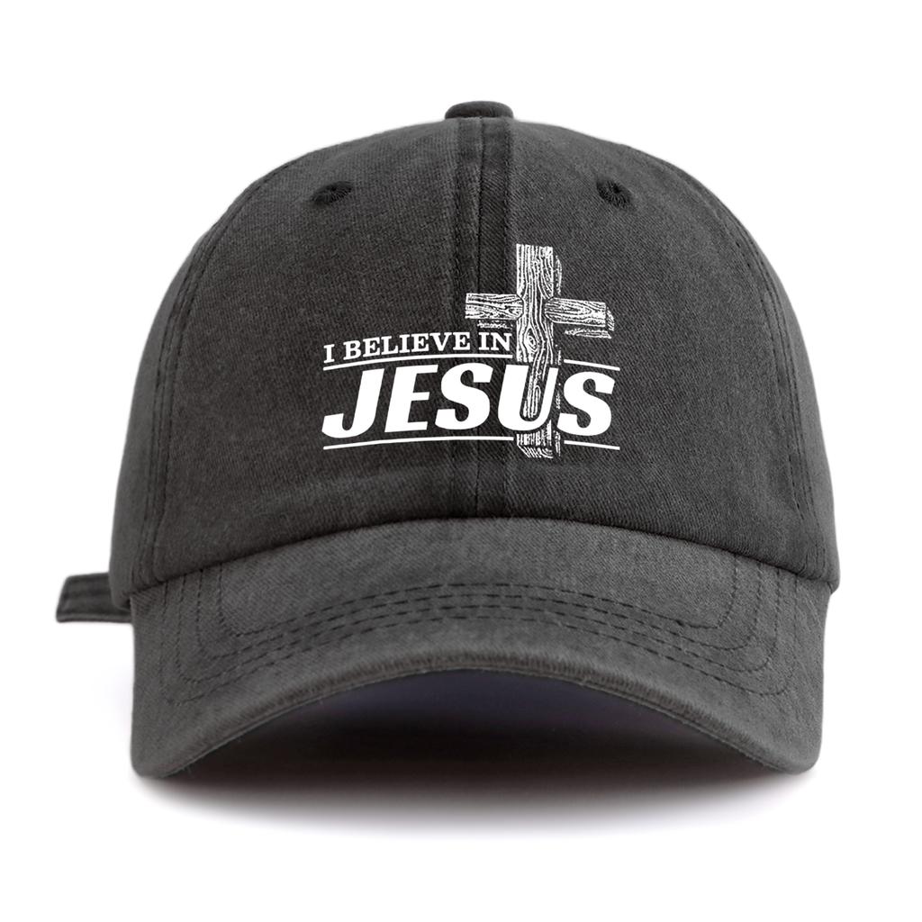 Pc JESUS Print Washed Baseball Cap for Adults  Minimalist Retro Style Casual Soft Adjustable Dad Hat Perfect As Gift