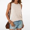Summer New Women's Solid Color Sleeveless Knit T-Shirt Casual Round Neck Tank Top