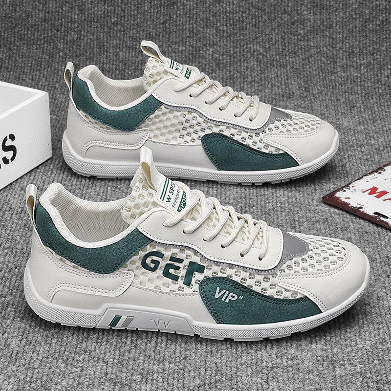 Fashion new popular men's shoes 2024 summer breathable mesh casual shoes trend versatile hollow fashion board shoes men's trend
