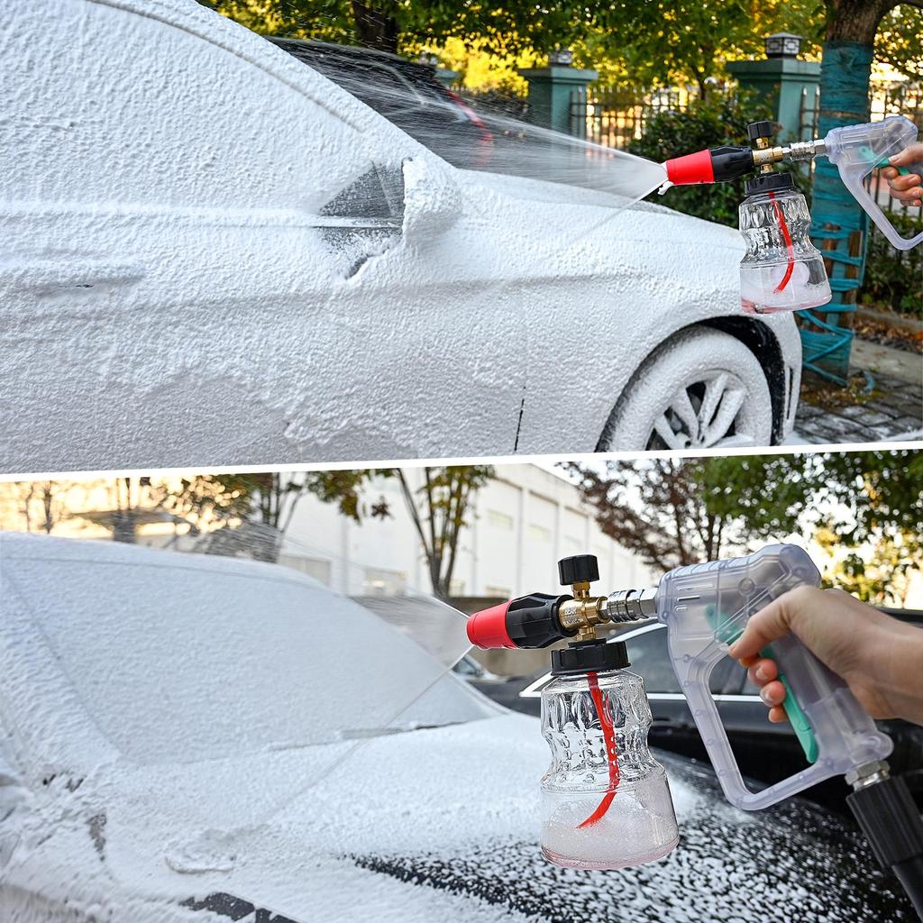 BEAR FORCE Pressure Washer Foam Cannon Snow Foam Lance with 1/4” Quick Connector, 360° Adjustable Thicker Snow Foam with 32 Oz Soap Car Wash