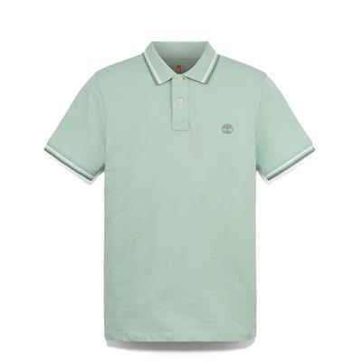 Striped Outdoor Casual Slim Fit Breathable Short Sleeve Polo Shirt Men Polo Shirts Embossed-Green A628N-ENE