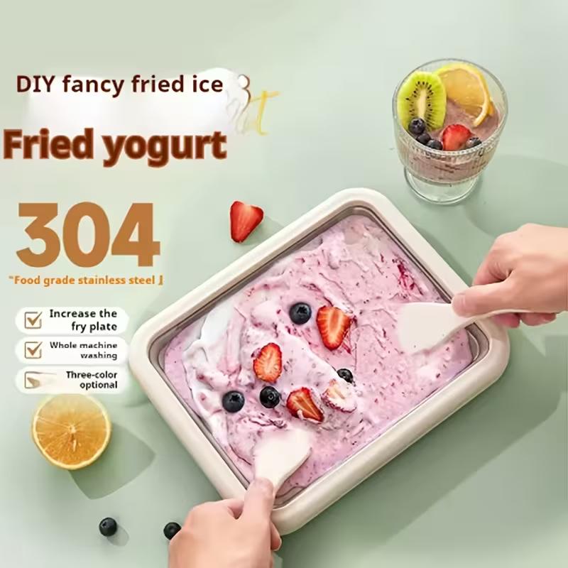 Ice Cream Maker Pan Multifunctional with 2 Scrapers Ice Cream Maker Plate DIY Cold Sweet Fried Food Plate Rolled Ice Cream Maker