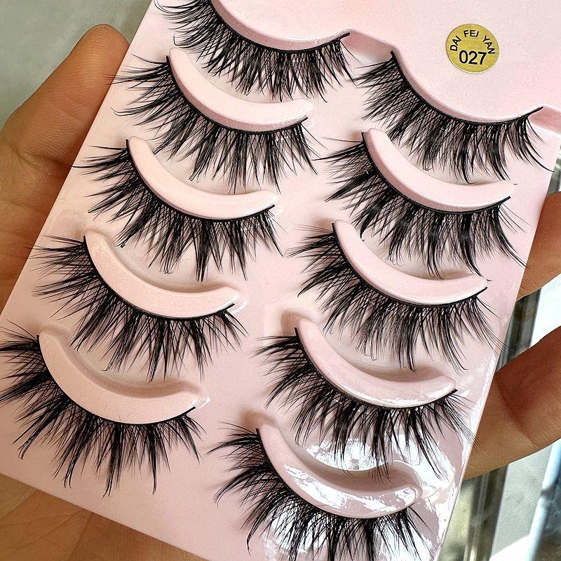 False Eyelashes Full Strip Black Band Little Devil Lashes Strips Manga Natural Wispy Thick Cluster Daily Eyelash Korean Style Makeup Product