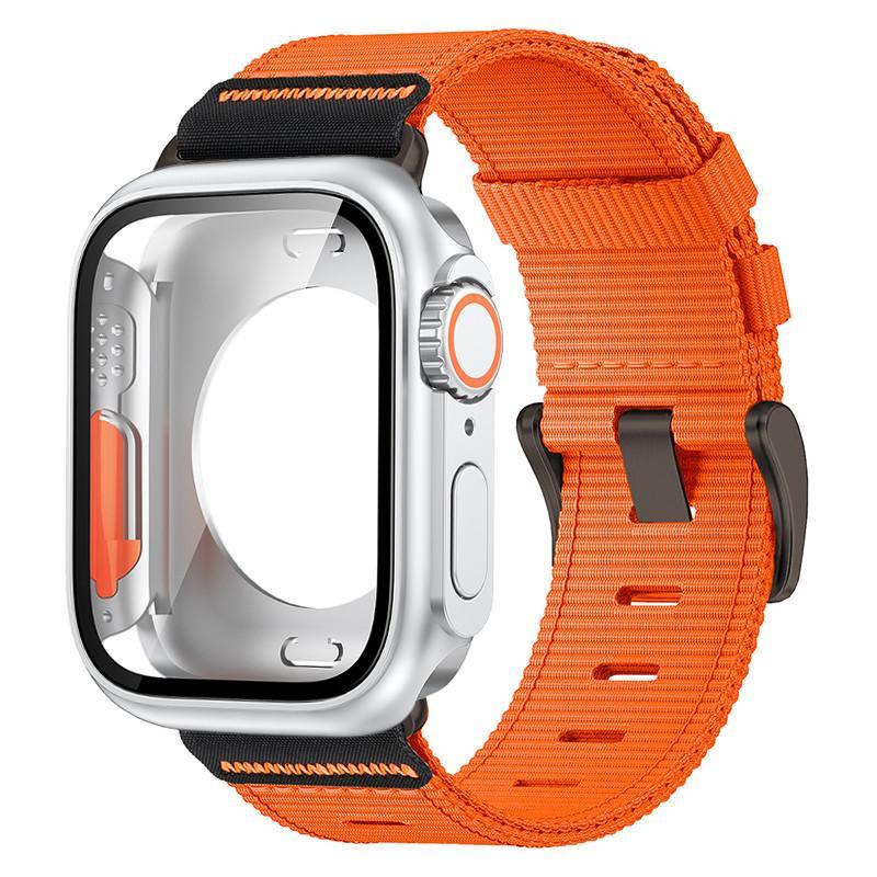 Nylon Loop Strap+PC Case For Apple Watch Series 11 10 42mm 46mm 45mm 44mm 41mm 40mm Cover Band for Iwatch 9 8 7 6 5 SE3/2/1 3 21
