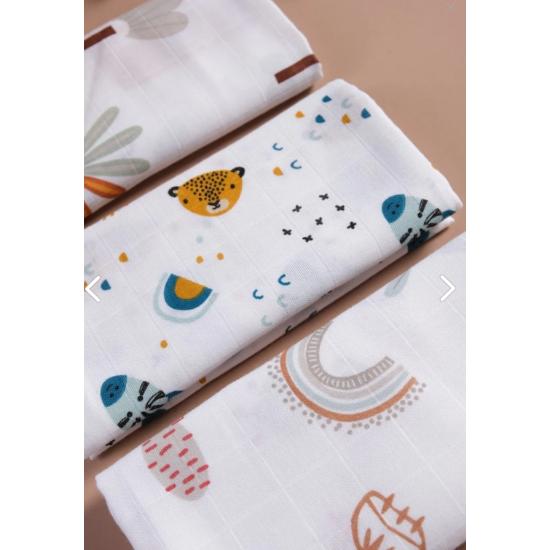 

Multi-Purpose Muslin Blanket & Cover Set of 3 100% Cotton Oeko-teks Certified 80x80 Cm