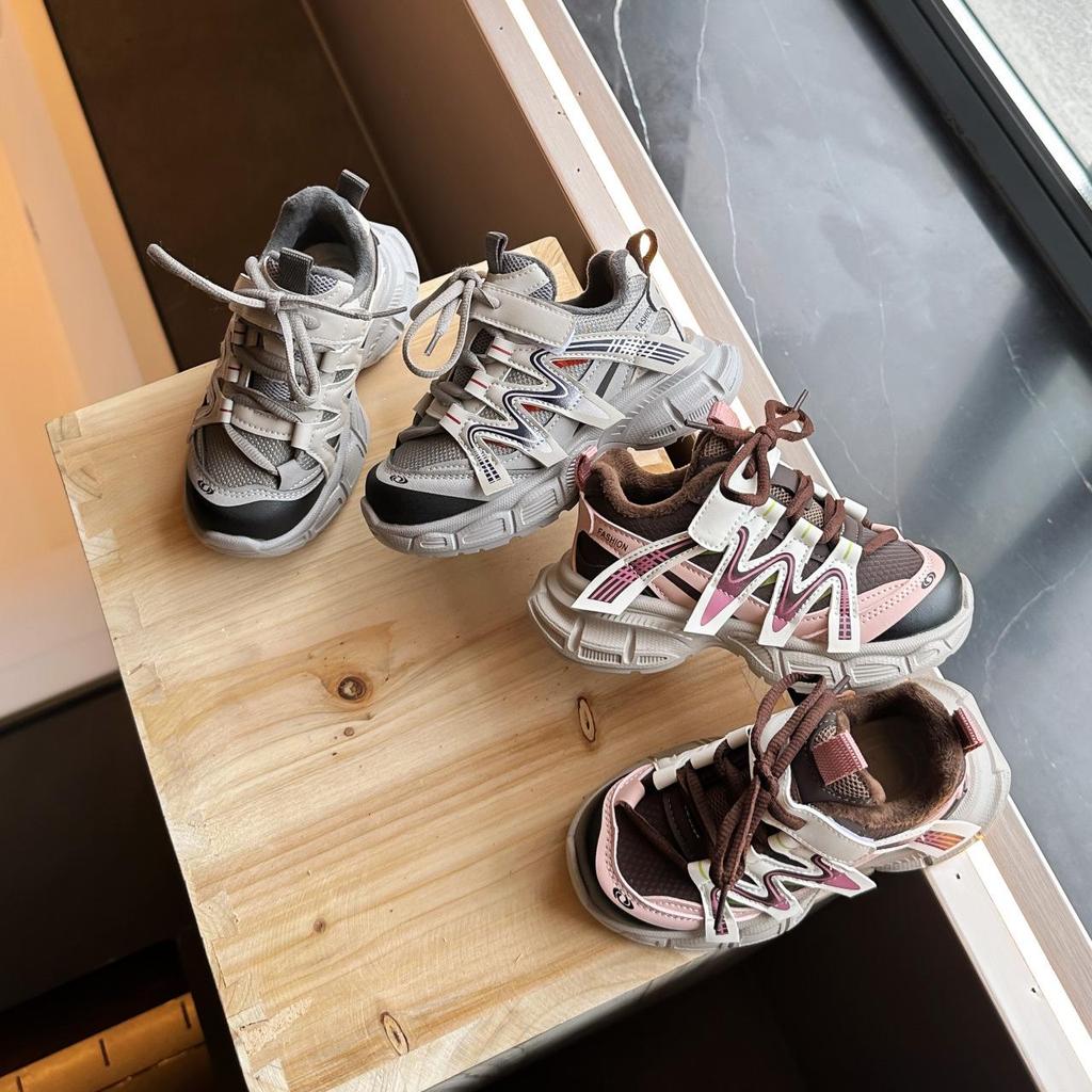 Kids' Fleece-Lined Sports Shoes 2025: New Autumn/Winter Soft-Soled Running Shoes for Boys & Versatile Casual Dad Shoes for Girls