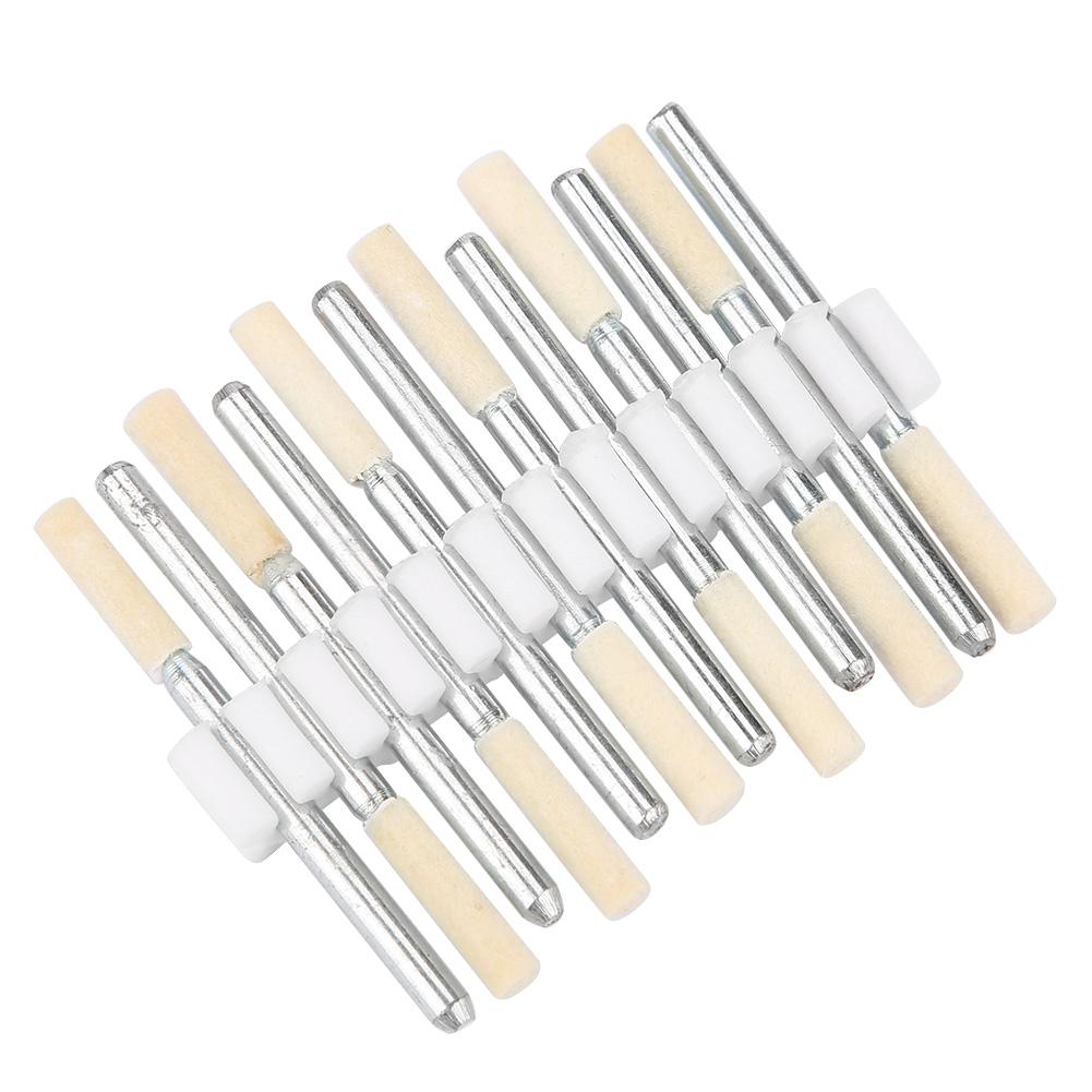 12pcs Cylindrical Wool Grinding Polishing Head Buffing Wheel 3mm Shank for Rotary Tool (3mm)