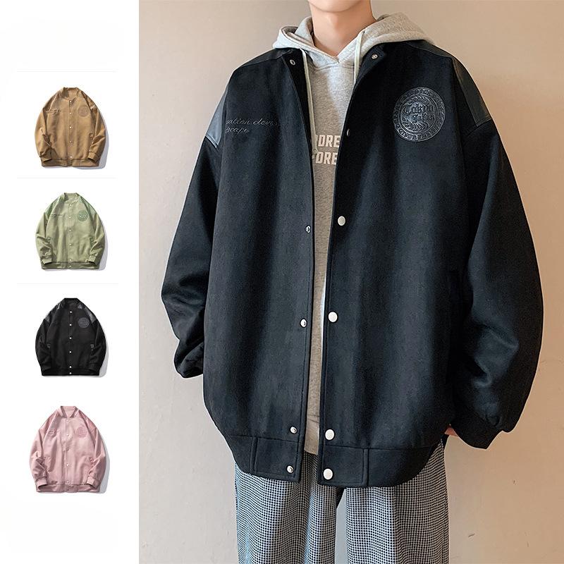 Замшевая мужская куртка весна-осень новый модный бренд повседневный спортивный мужской — фото 3