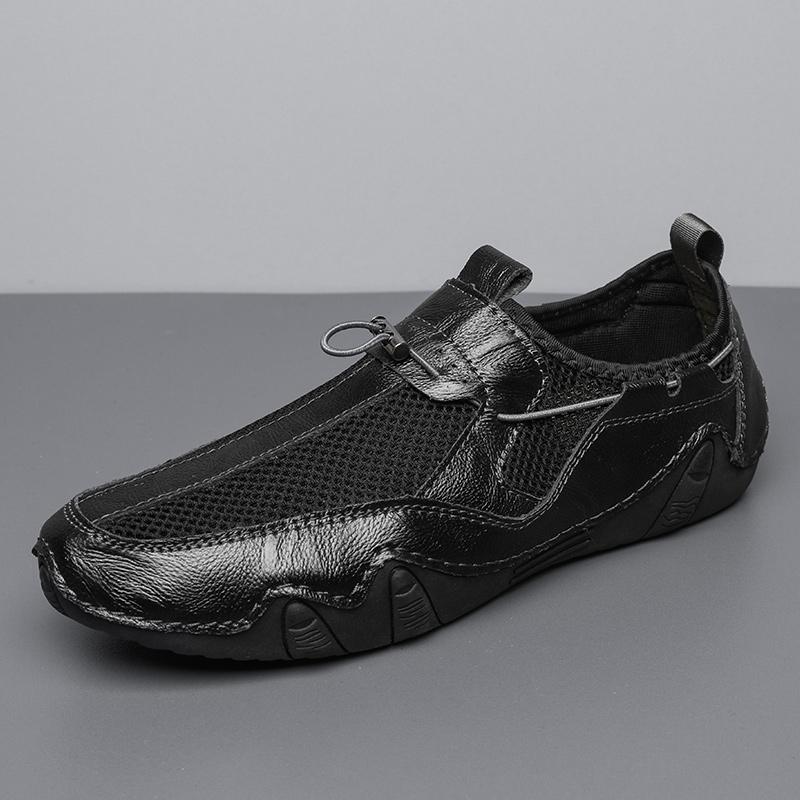 FashionPlus Size 38-46 Handmade Leather Shoes Men Handmade Shoe Casual Loafers Soft Breathable Flats Shoes Men's Moccasins for Driving