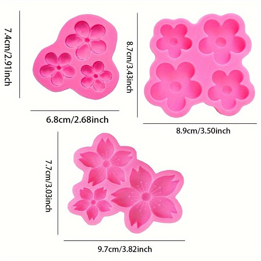 3pcs Flower-Shaped Silicone Molds for Baking And Crafting - Includes Cherry Blossom, Plum Blossom, And Sunflower Designs