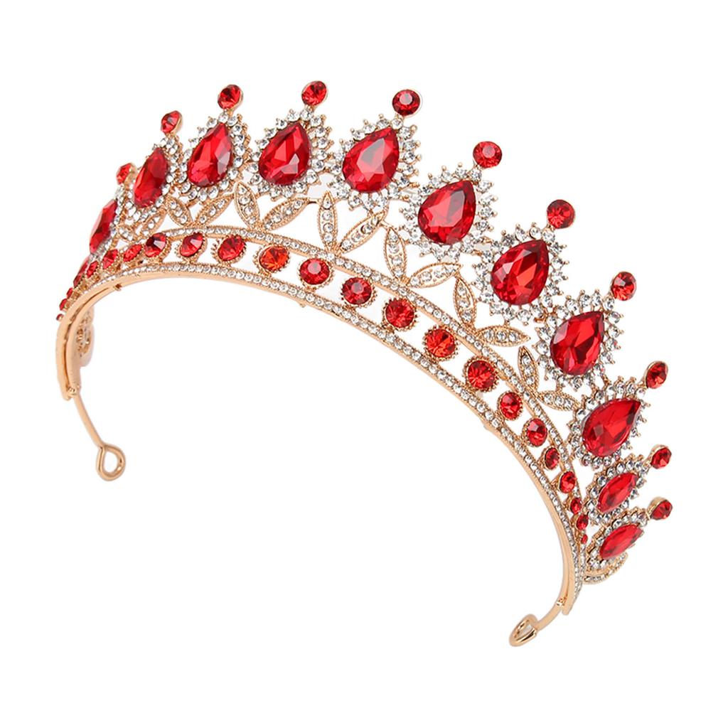 Crown Red Rhinestone Retro Semicircle Hair Accessories Crown for Wedding Party Prom