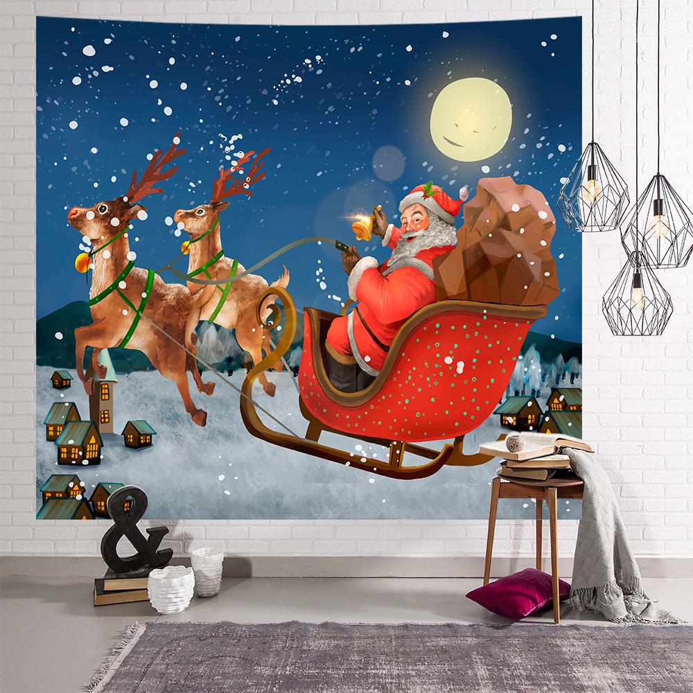 Santa Claus Tapestry Wall Hanging  Art Decoration Background Cloth Dormitory Living Room  Christmas Home