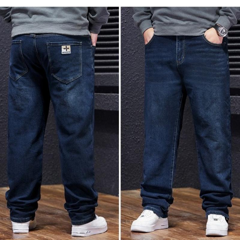 Fashionable Men's New Arrival Plus Size Jeans Relaxed Straight-Leg High-Waisted Trousers with High Elasticity