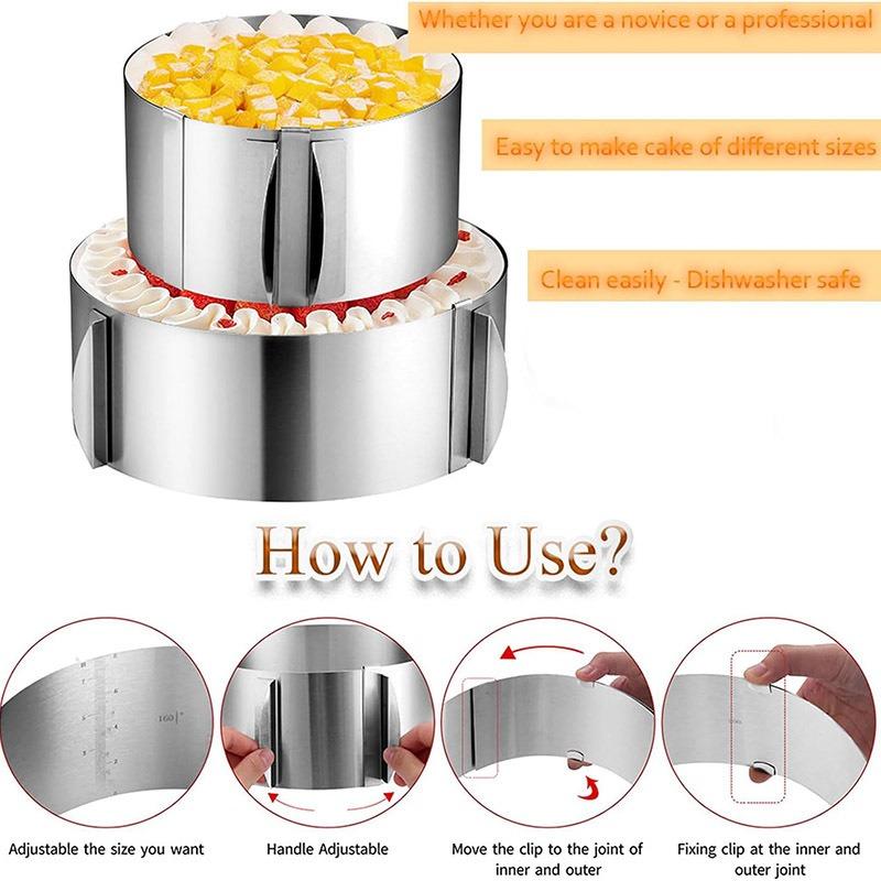 6-12 IN Adjustable Round Pastry Ring Mold for Making Chocolate Mousse Cheese Cake Jelly Baking Tools with Scale Easy To Clean