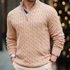 Men S Slim Fit Long Sleeve Knit Sweater Half Zip Mock Neck Twisted Pattern Winter Plus Size