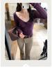 Tencel Wool Pleated Deep V-Neck Women's Base Layer Top - 2026 Pure Desire Design
