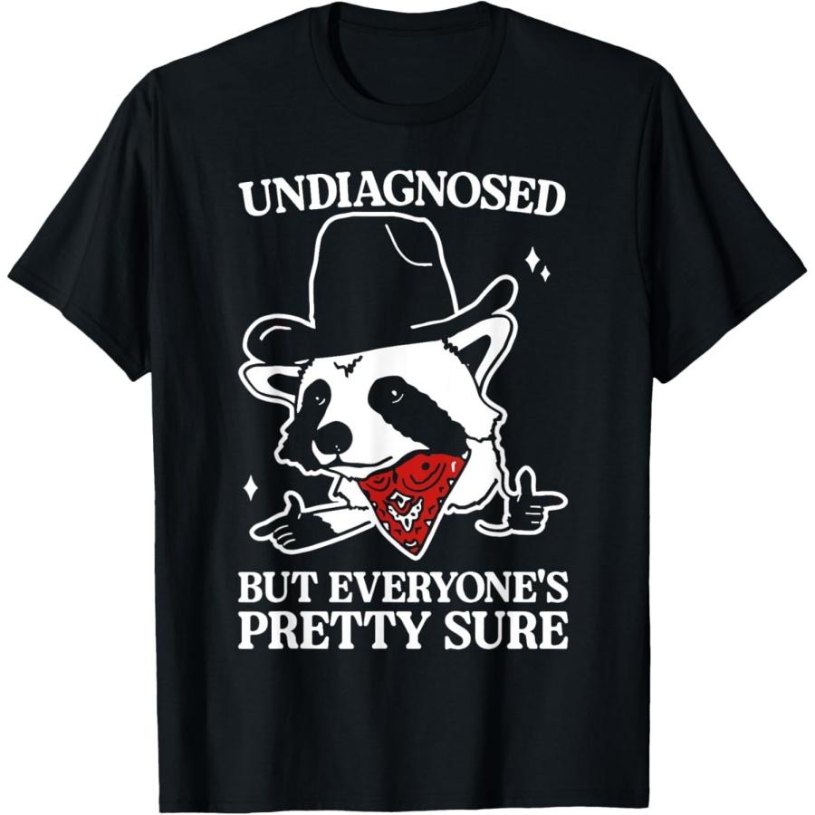 YUZBHOME Undiagnosed But Everyones Pretty Sure, Funny Cowboy Raccoon T-Shirt XXXXXL чёрный