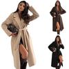 Minimalist Long-Sleeve Solid Color Wool Coat - Women's Autumn/Winter Fashion