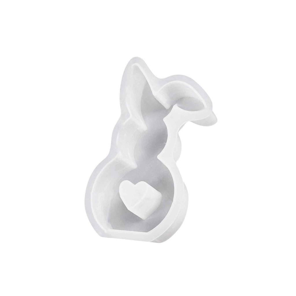 3D Heart Bunny Silicone Mold for Candle Making Soap Crafting Resin Casting Flexible Non-Stick Material Suitable for DIY Art Projects