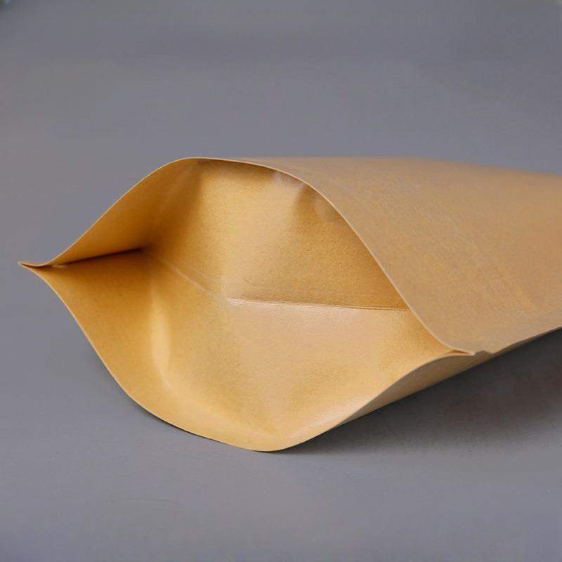 50pcs Kraft Paper Self-supporting Bag Thickening Waterproof Sealing Bags Snacks Dried Fruits Tea Storage Packaging Bag