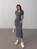European & American Fishtail Knit Dress: Women's Summer Slim Fit Polo with Short Sleeves and Hip Wrap Skirt