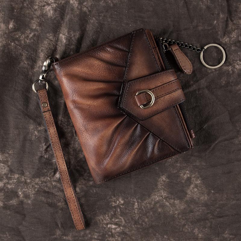 Новый женский кошелек Ретро Короткий Повседневный Кожаный кошелек из верхнего слоя Коровьей кожи Пряжка Ретро Женский Европейский и Американский кошелек