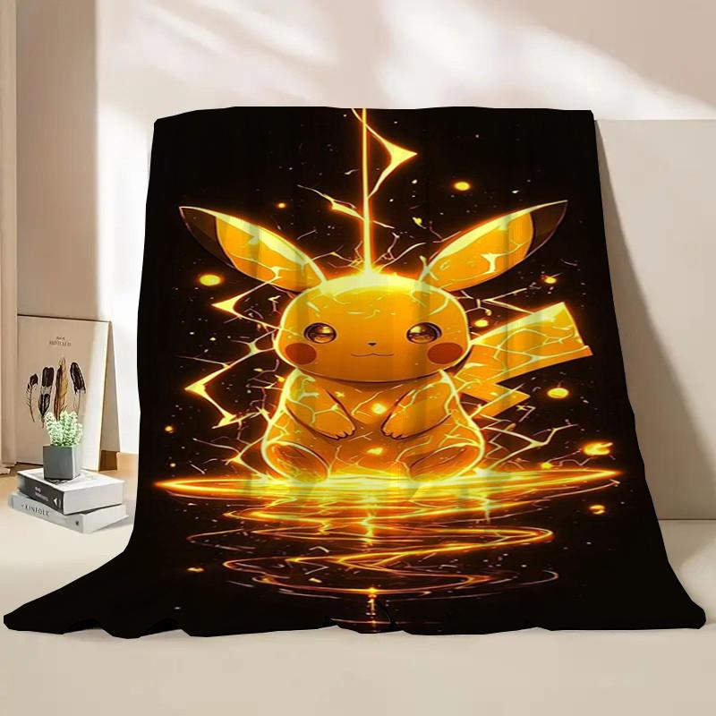 Anime Pokemon Flannel Fluffy Soft Blanket Pikachu Home Sofa Lunch Break,Throw Blanket For Kids Student Bed Blanket Nap Cover