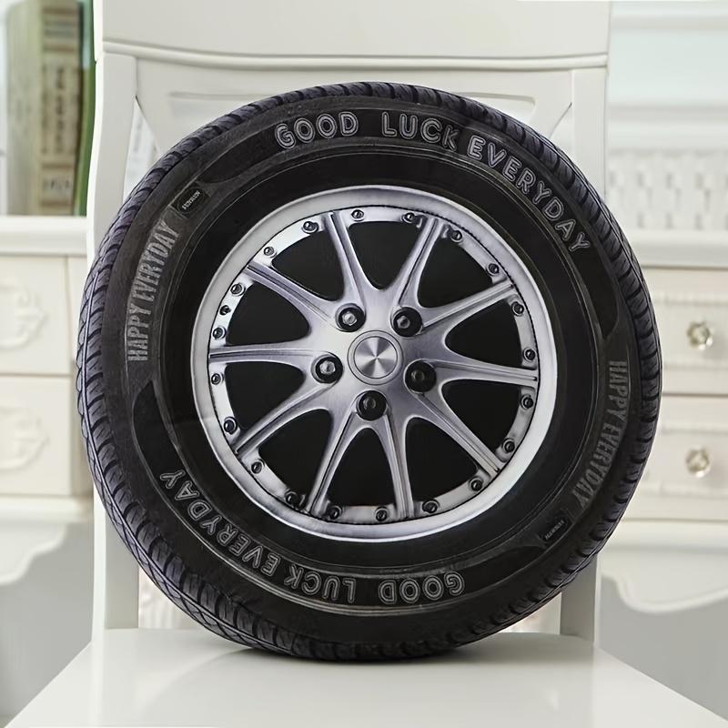 Versatile Car Tire-Shaped Throw Pillow Washable, All Season Cushion for Office Chair, Sofa, and Living Room Decor