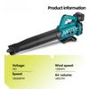 18500RPM Speed Adjustable Efficient Leaf Snow Dust Cleaning Blower Tool Cordless Portable Electric Air Blower