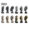 Talos 3Pcs Abstract Silent Figure Sculpture Set, Minimalist Art Desk Decor with Finger-to-Lips, Cover-Eyes & Chin-Rest Poses, Resin Statues for Living