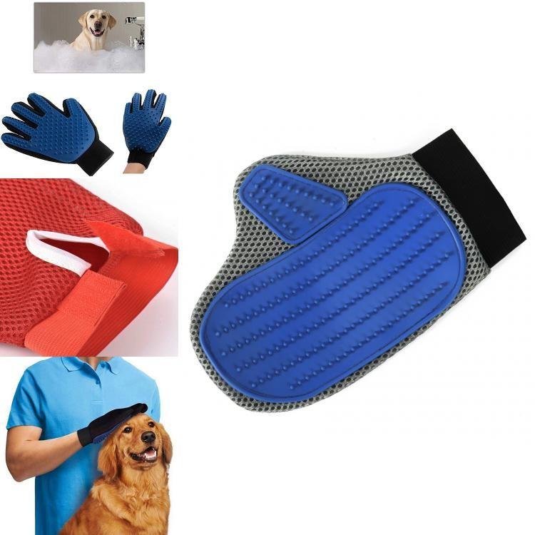 Premium Qualität Haustier Hund Katze Badebürste Kamm Gummihandschuh für Haar Fell Pflege