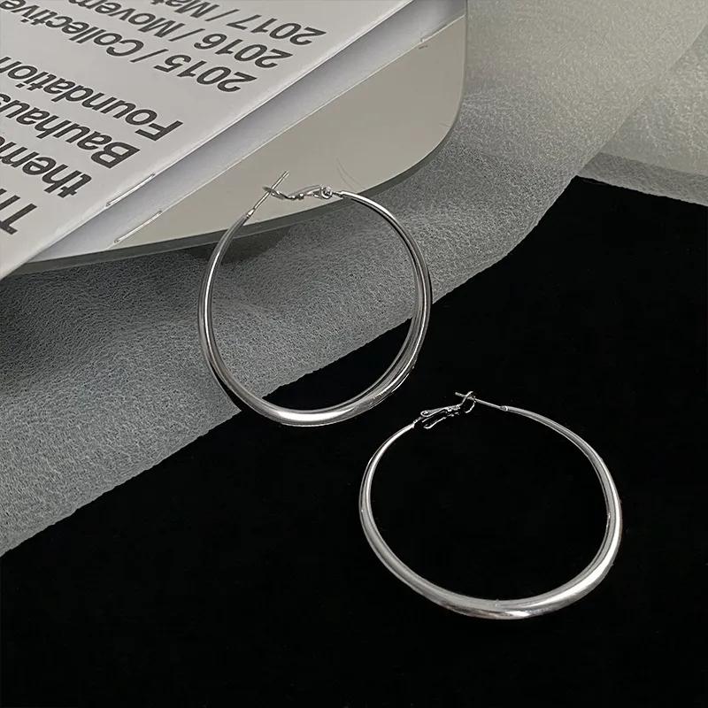 Luxury Top Quality Smooth Star Zircon Hoop Earrings for Women Girls Metal Chunky Sun Rhinestone Ear Buckle Punk Y2K Jewelry