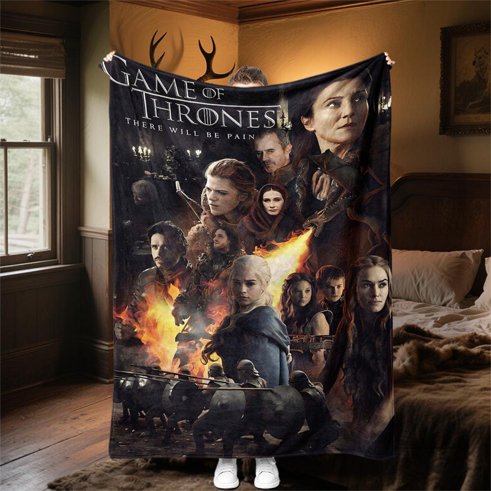 1PC Game of Thrones Outdoor Flannel Blanket Soft Plush Decor for Picnics, camping,Bedroom, Playroom, Office1232A