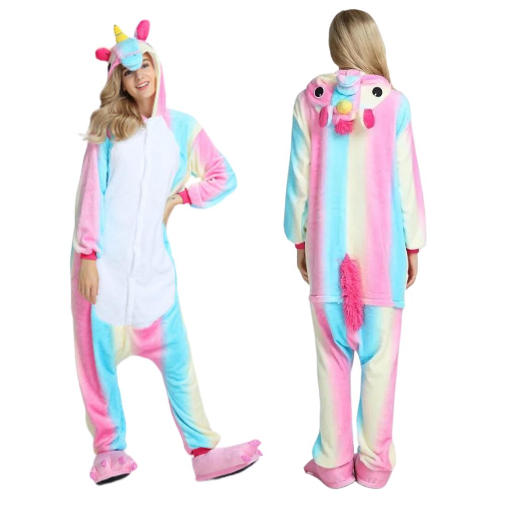 Onesie kigurumi warm one-piece pajamas rainbow unicorn jumpsuit l