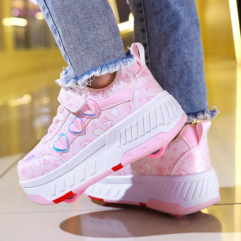 TUINANLE ბავშვთა როლიკები მოდური გარე სპორტული ფეხსაცმელი ახალი LED განათებიანი ფეხსაცმელი საყვარელი საბავშვო კედები გოგონასთვის