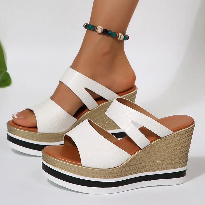 Fashion Summer Shoes for Women Fashion Chunky Wedges Sandals Women New Platform High Heeled Slippers Woman Outdoor Thick Sole Rome Shoes