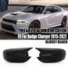 Gloss Black Horn Style Door Side Rearview Mirror Cover for Dodge Charger 2015-22