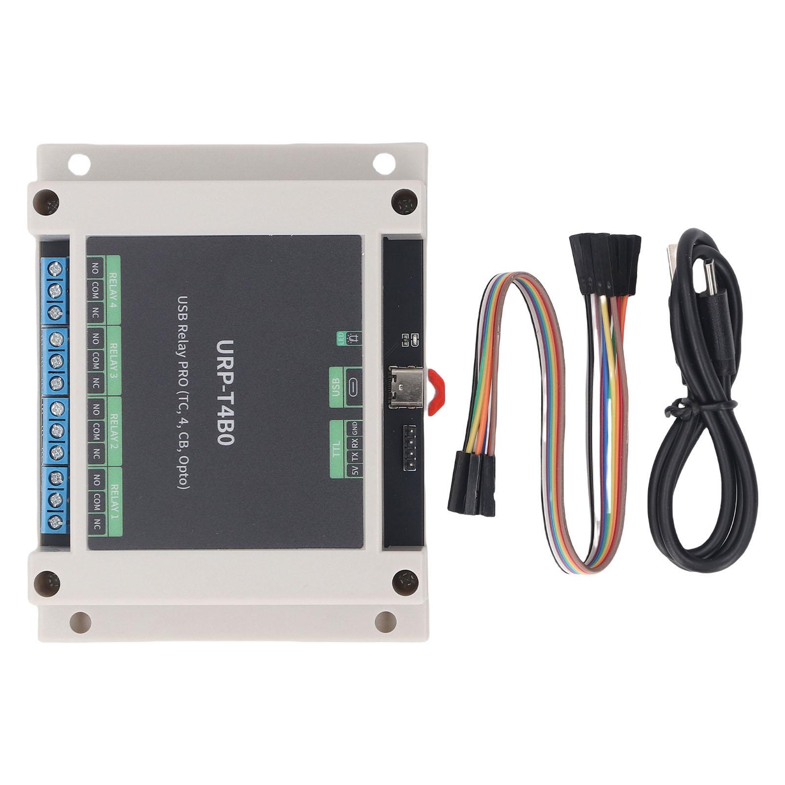 

4 Channel Relay Industrial Grade Optocoupler Isolation Guide Rail USB TTL Control Relay Module