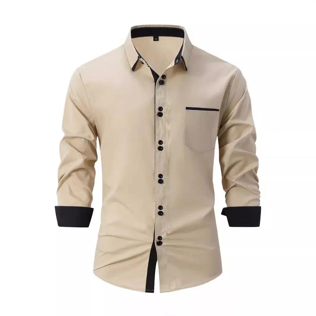 Autumn Men's Long Sleeve Shirt Golf Print Business Casual Men's Button-down Polyester Cotton English Shirt