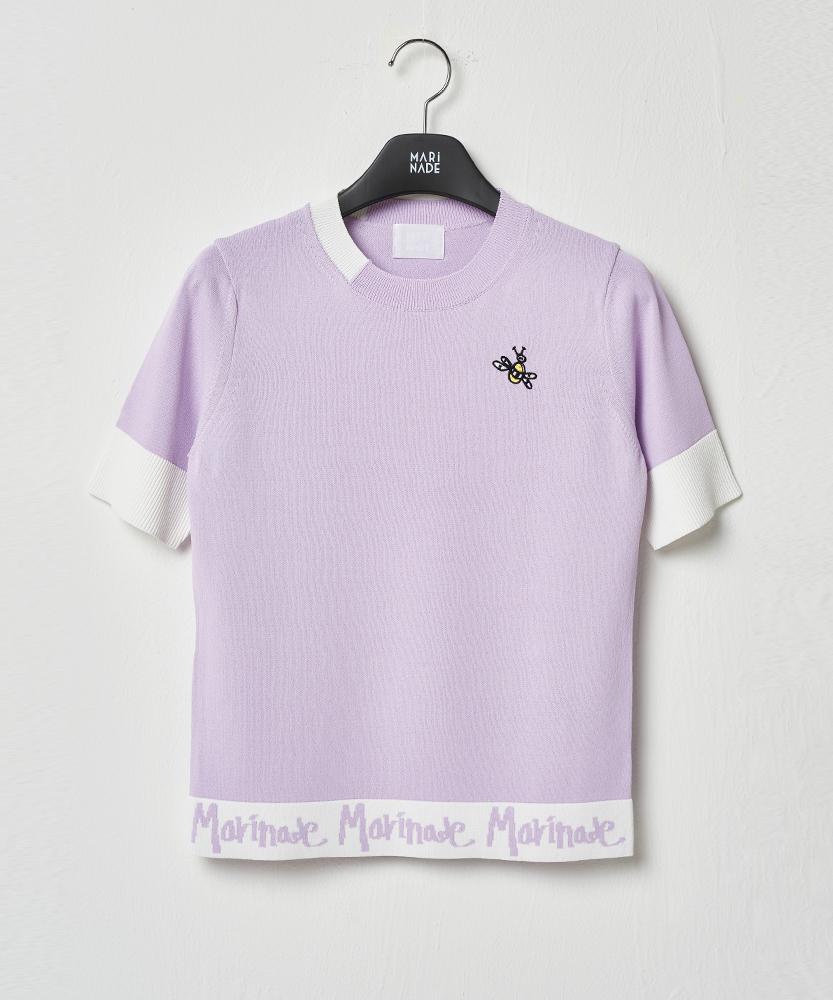 MARINADE Logo Color Block Crop Short Sleeve Knit - 3 Colors