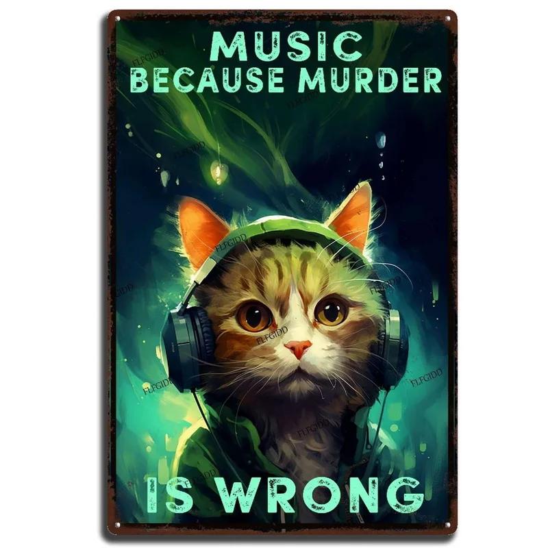 Couple Cat Metal Tin Sign Hotel Lobby Decoration Background Picture Bar Club Poster Home Living Room Wall Decor Animal Plaque
