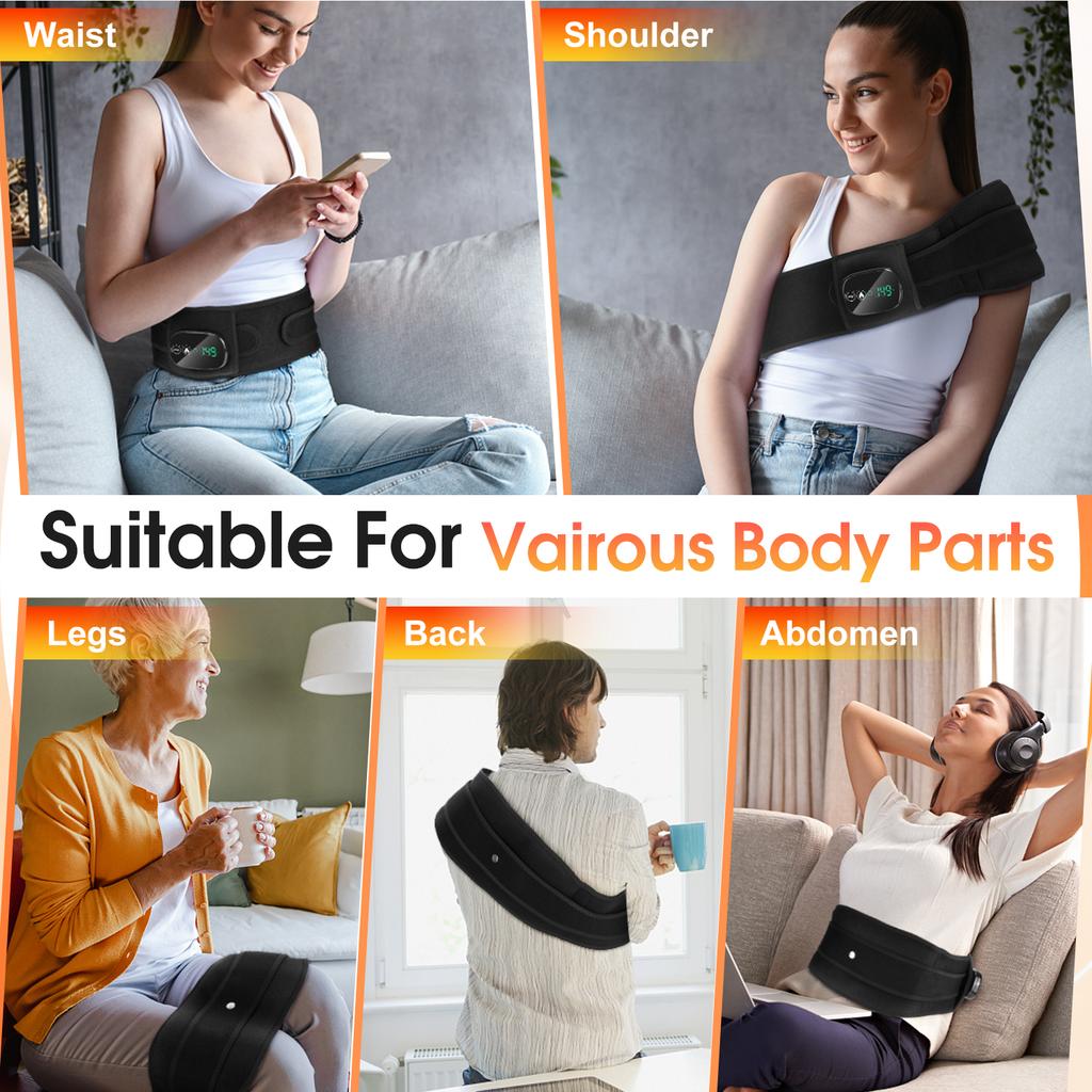 Unisex Red Light Waist Massager Board with 102 Beads Heating Back Widening Adjustable Menstruation Relief Massage Tool