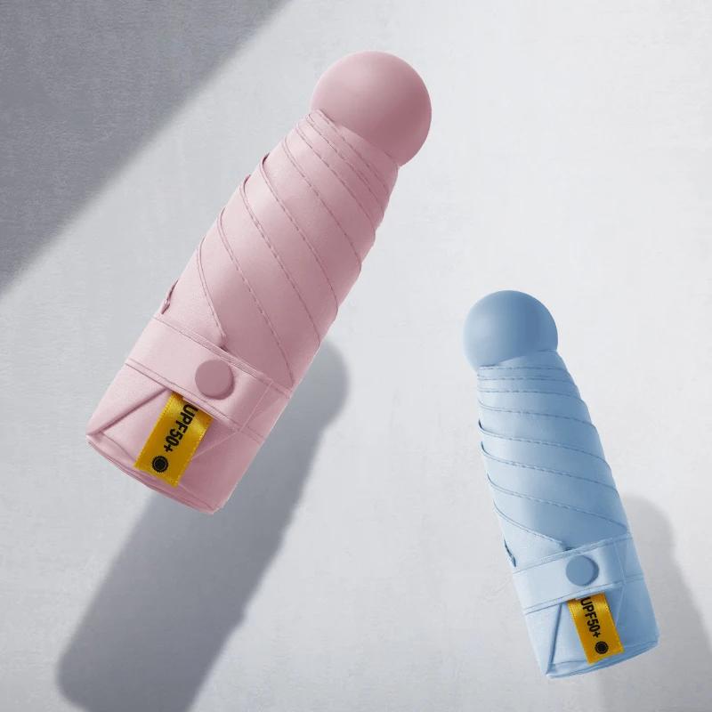 Mini deštník Kapslový deštník Slunečno a deštivo Dualuse Nepromokavá ochrana proti slunci Venkovní cestování Přenosný slunečník deštník