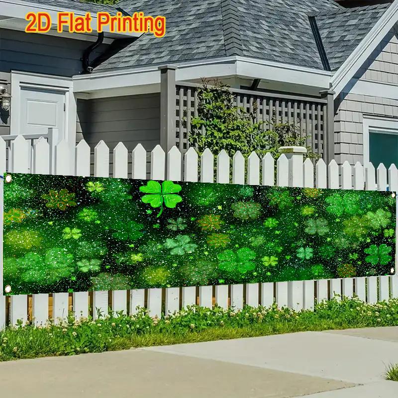 Patterned Polyester Fence Banner, Festive Durable Design, Outdoor Lawn Wall Holiday Celebration Party Supplies