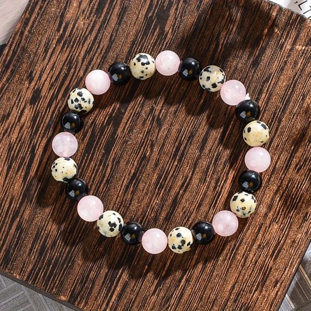 8mm Amazon rose quartz iron gallstone udan stone bracelet, unisex style, handcrafted beaded