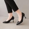 Weiche Pu-Leder-Pumps mit dünnen Absätzen, Damenmode, Metall, spitze Zehen, High Heels, Schuhe für Damen, neue Zwei-Wege-Büro-Freizeitschuhe