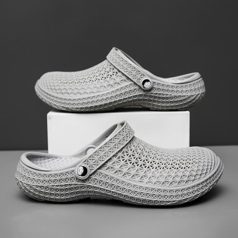 2026 Men s Black 3D Printed Breathable Non-Slip Thick-Soled Summer Sandals 44-45