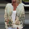 Women's Fashion Printed Long Sleeve Knitted Cardigan Button Down Jacket