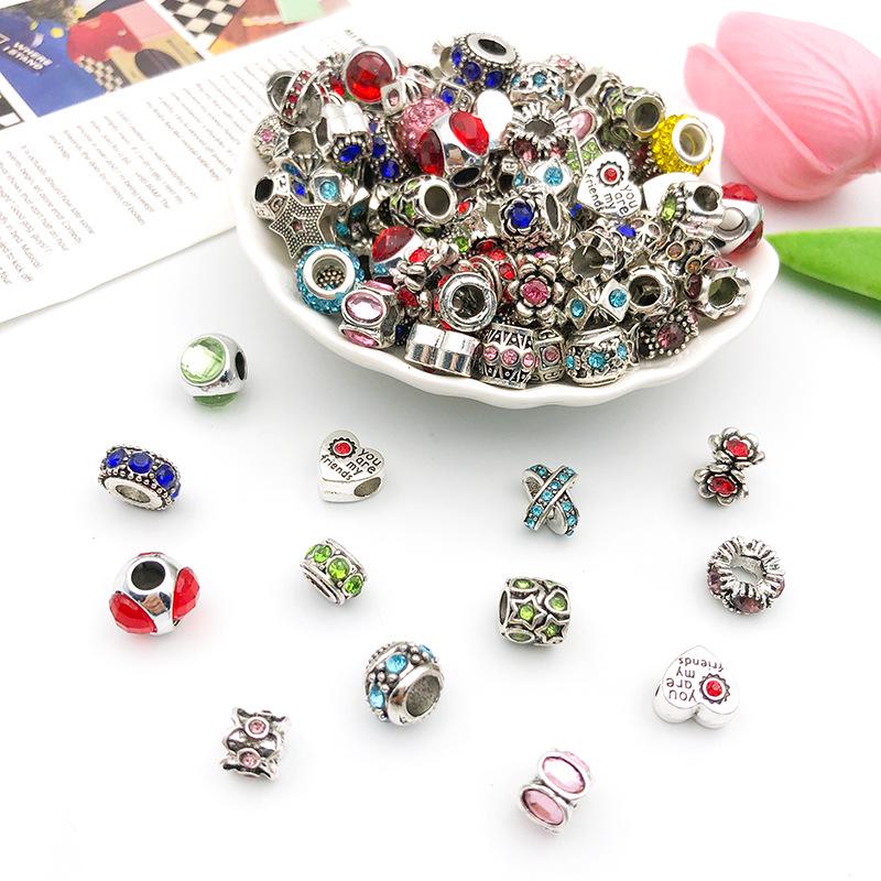 Handmade DIY Jewelry Set: 10 Colorful Beaded Bracelets with Pendants and Large Hole Beads