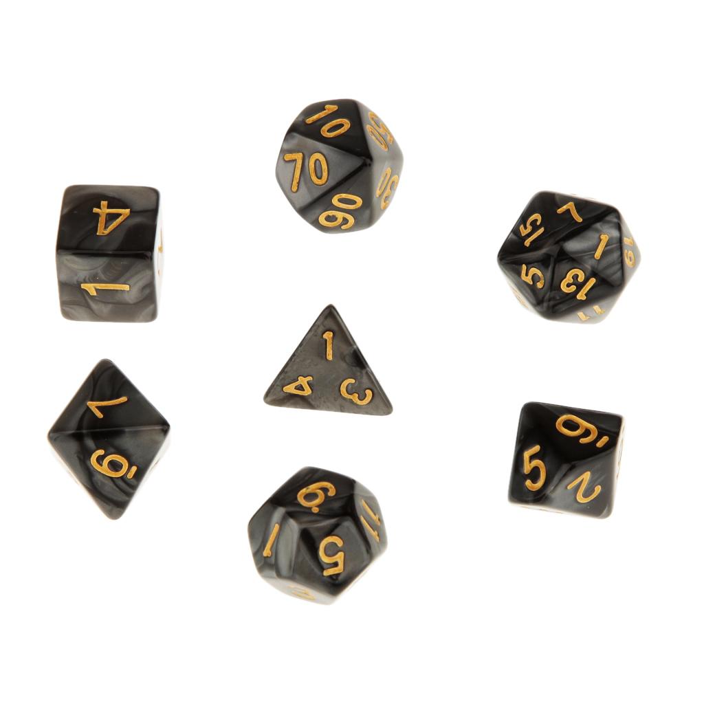 6 Colors Lot Of 7pcs Acrylic Dices Card Board Game Props Multi Sided Set